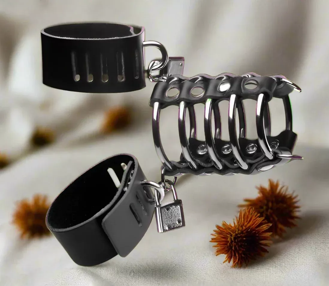 5 Ring Chastity With Cock And Ball Strap