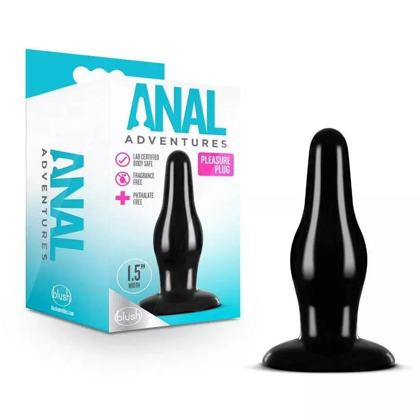 Anal Adventures Pleasure Black 4.25" Anal Plug