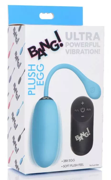 Bang 28x Plush Vibrating Egg with Remote Control Blue