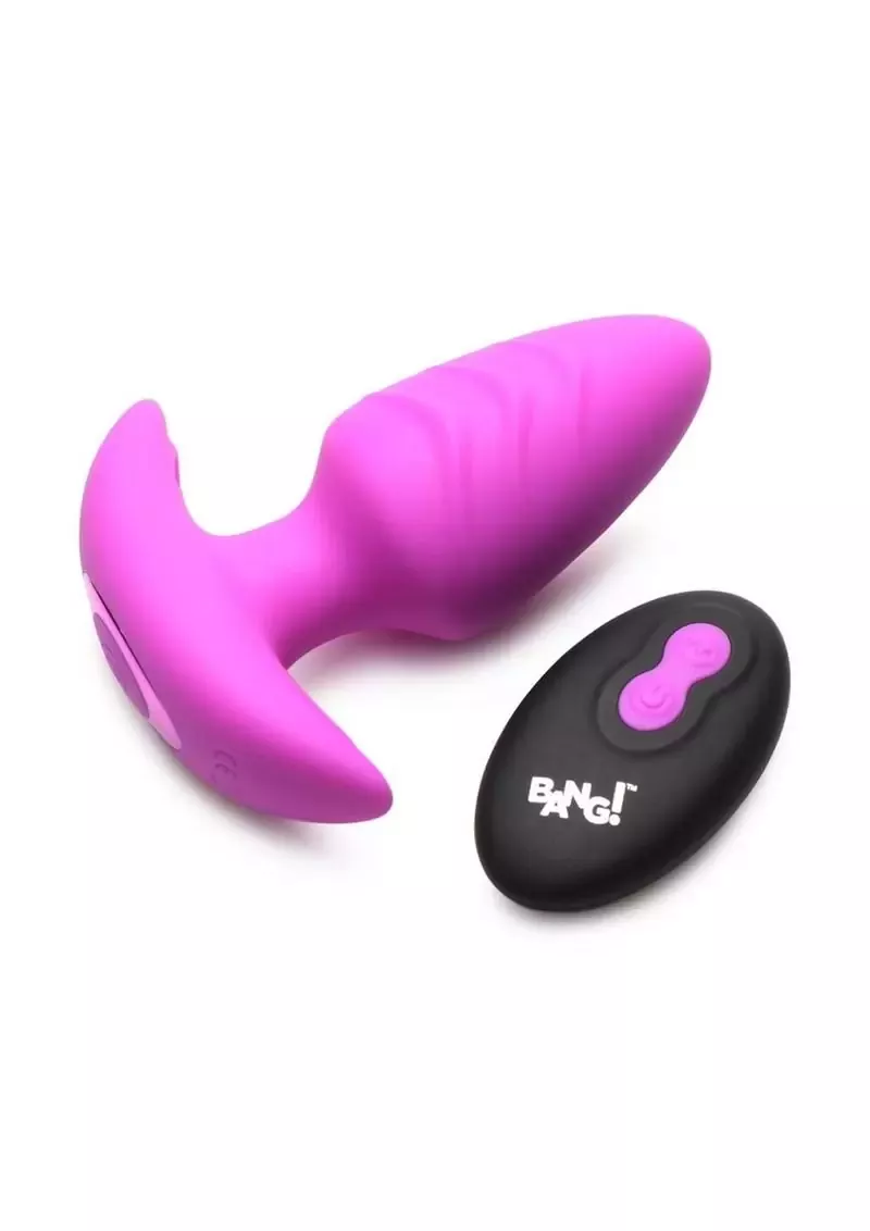 Bang! Rotating Vibrating Rechargeable Silicone Butt Plug with Remote - Purple from Cherry Pie Online