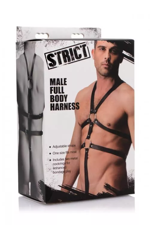 Black Leather Male Body Harness - Dominate or Submit in Style