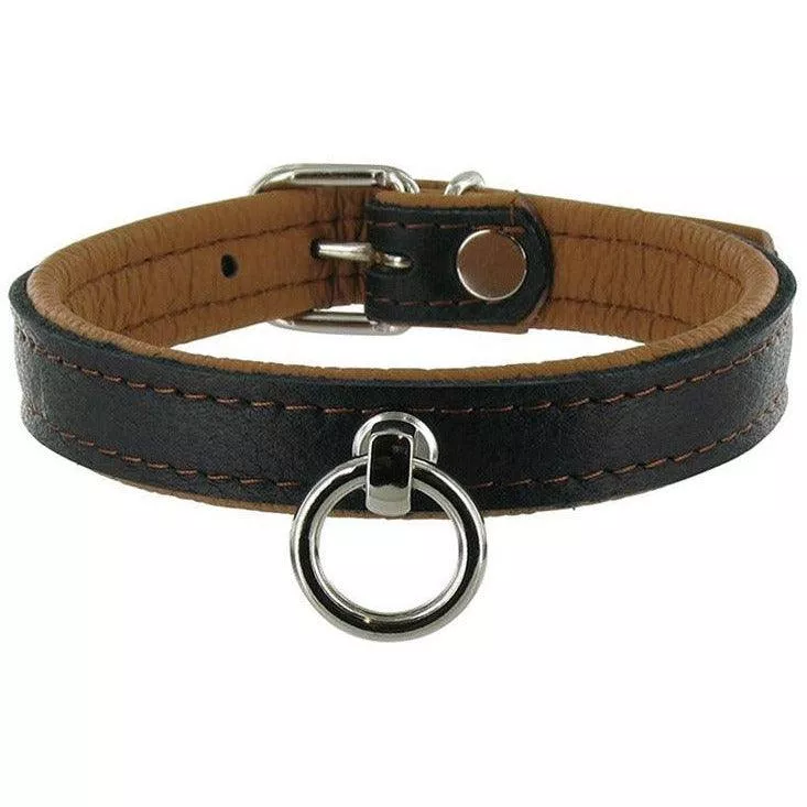 Brown Leather O-Ring Collar