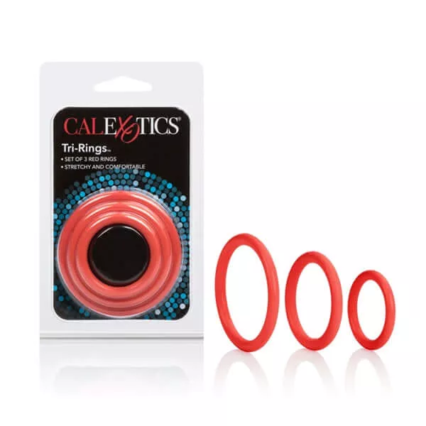 Calexotics Tri-Rings Red Set - Enhance Pleasure Safely
