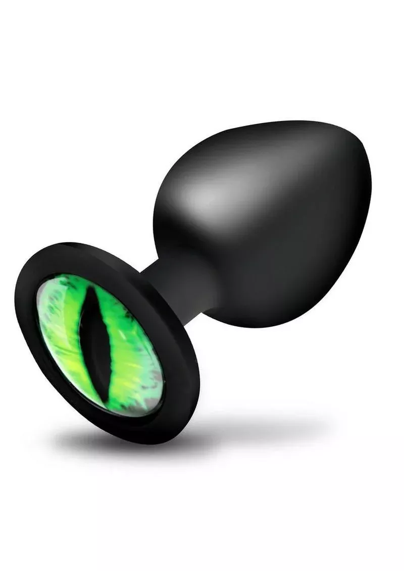 Creature Cocks Green Eye Silicone Butt Plug - Large - Black/Green from Cherry Pie Online