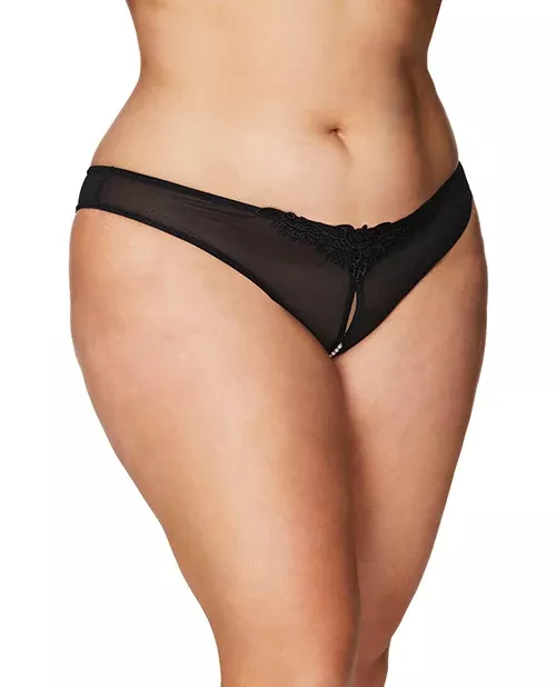 Crotchless Pearl Thong for Plus Sizes