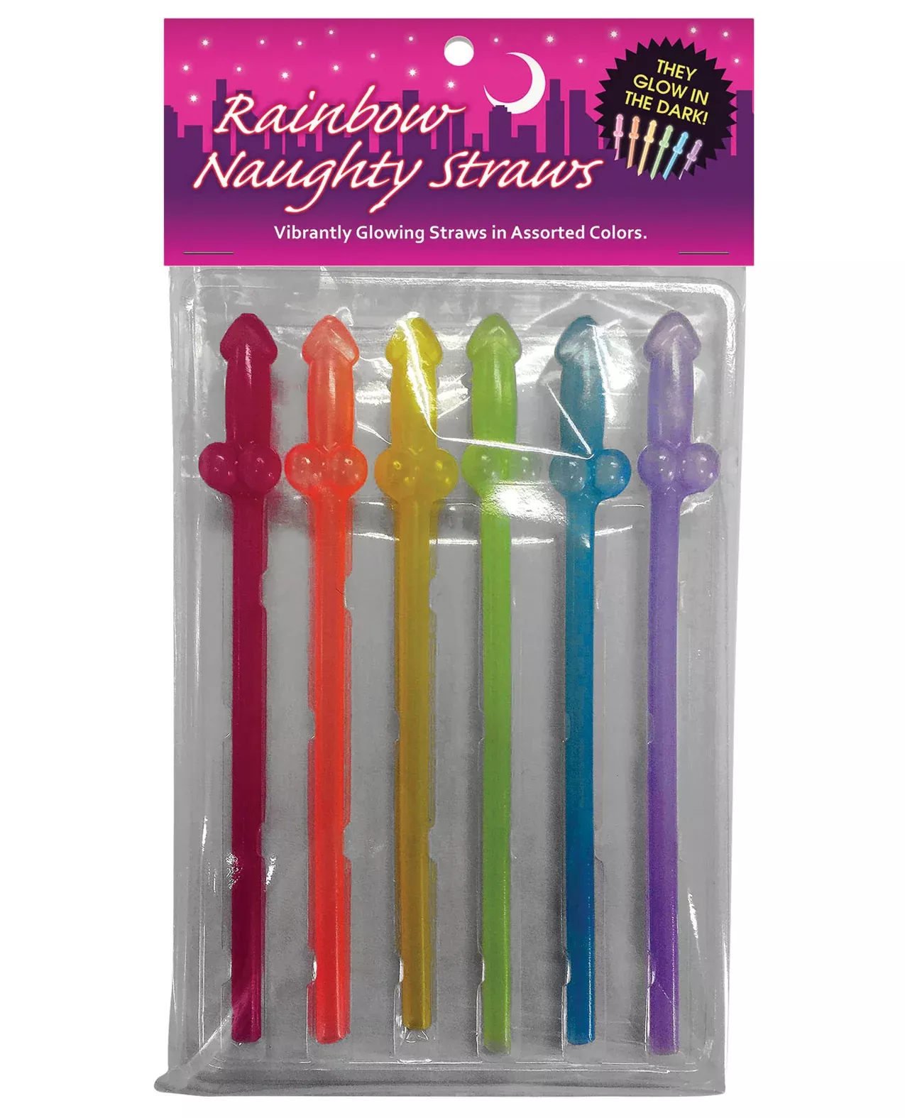 Glow in the Dark Rainbow Straws - Pack of 6