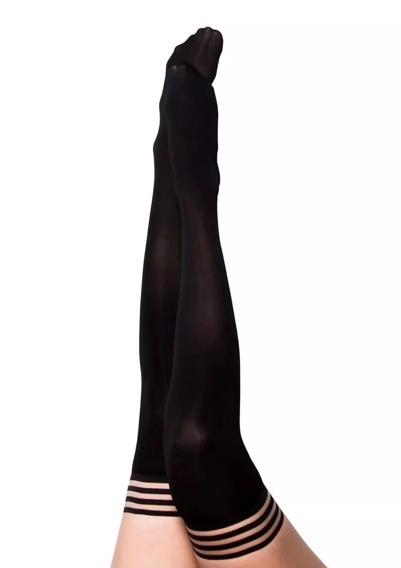 Kixies Danielle Opaque Thigh High Tights - Size A/Small - Black - Shop Velvet Box Online