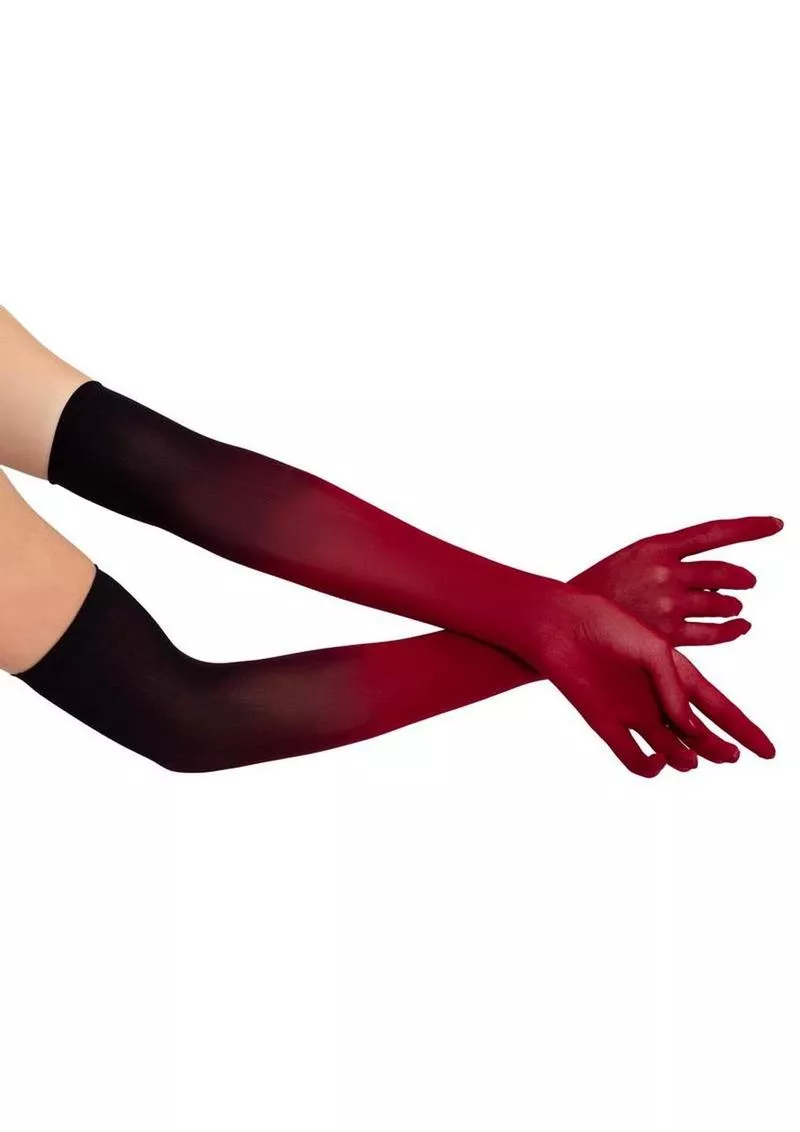 Leg Avenue Ombre Mesh Opera Length Gloves - O/S - Red - Shop Velvet Box Online