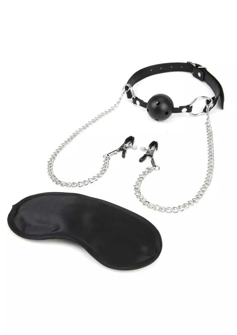 Lux Fetish Breathable Ball Gag W/nipple Clamps Adjustable - Shop Velvet Box Online