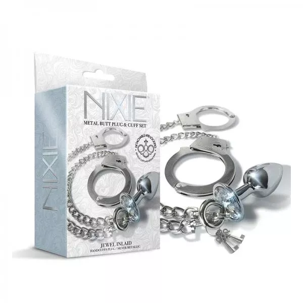 Nixie Metal Butt Plug & Handcuffs Set