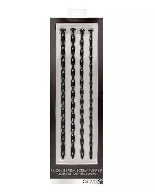 Ouch Silicone Spiral Screw Plug Set Black