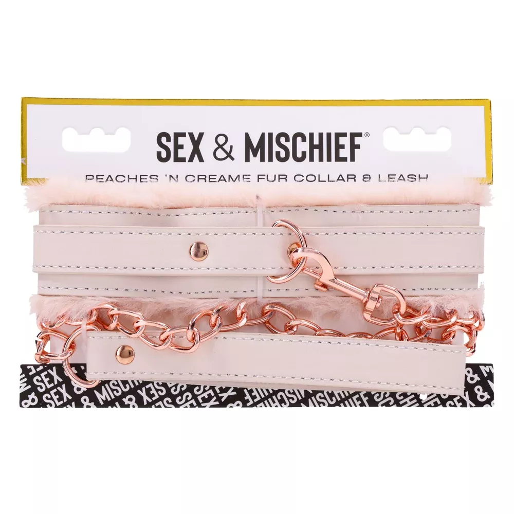 Peaches 'N Cream Fur Collar & Leash