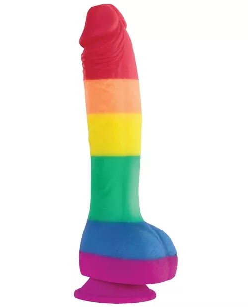 Rainbow Silicone Dong with Suction Cup