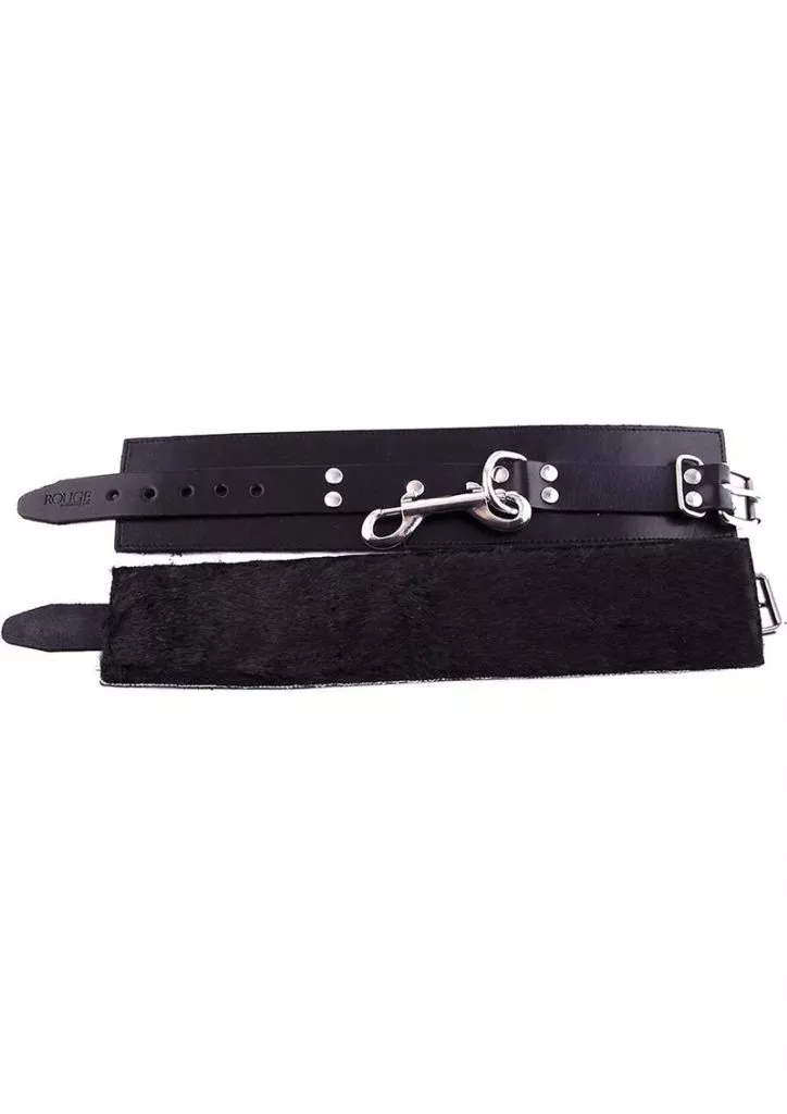 Rouge Fur Ankle Cuffs Leather And Fur Black