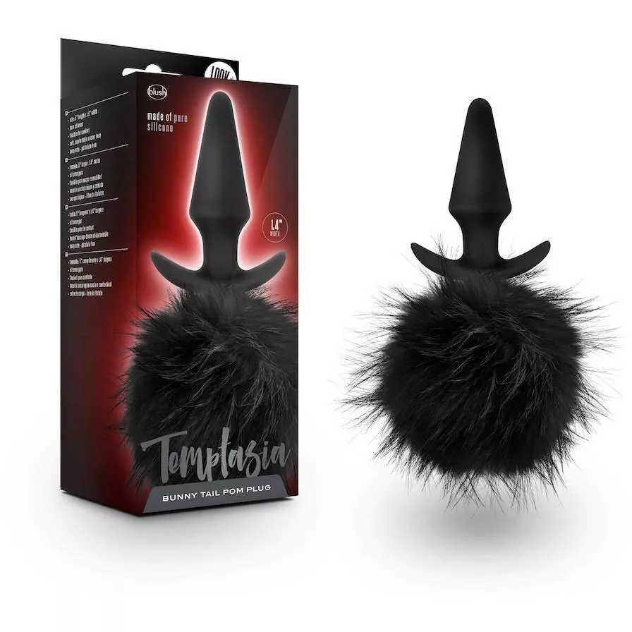 Temptasia - Bunny Tail Pom Plug - Black