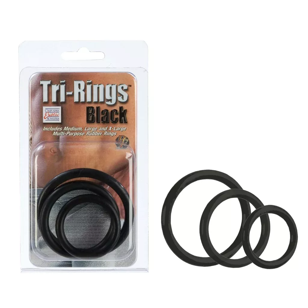 Tri Rings Cock Ring Set 3 Piece Set Black