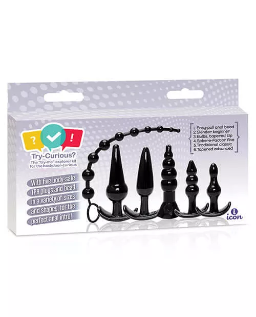Try-Curious 6-Piece Anal Plug Kit Black