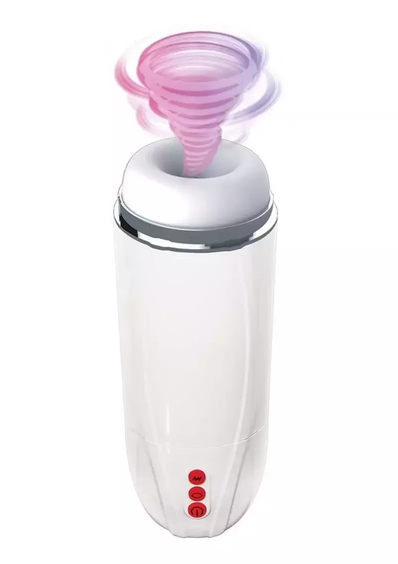 Vibrating Cocksucker Rechargeable Masturbator - White from Cherry Pie Online